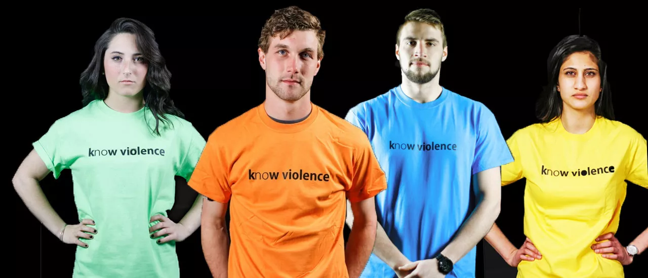 Group of students wearing know violence shirts