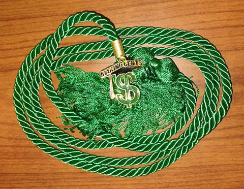 Photo of green Making Cent$ Graduation Cord