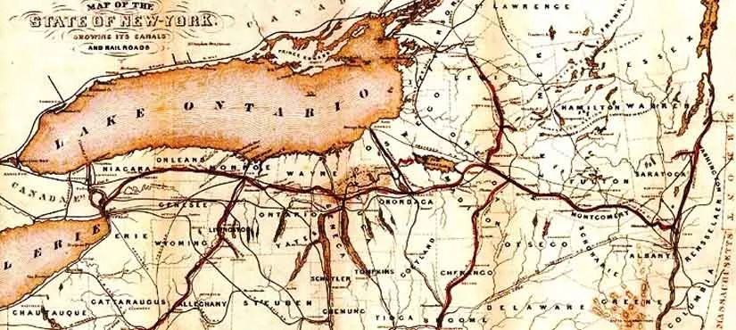 Historical map of the state of New York.