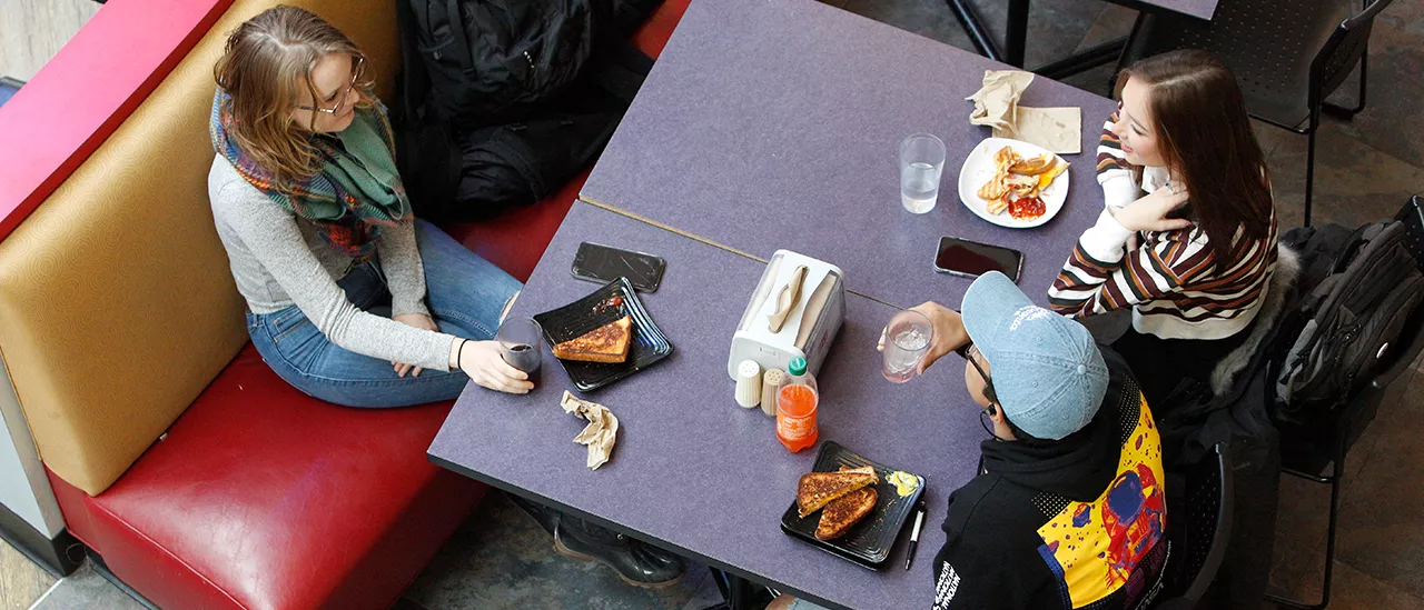 Students eating in dining hall