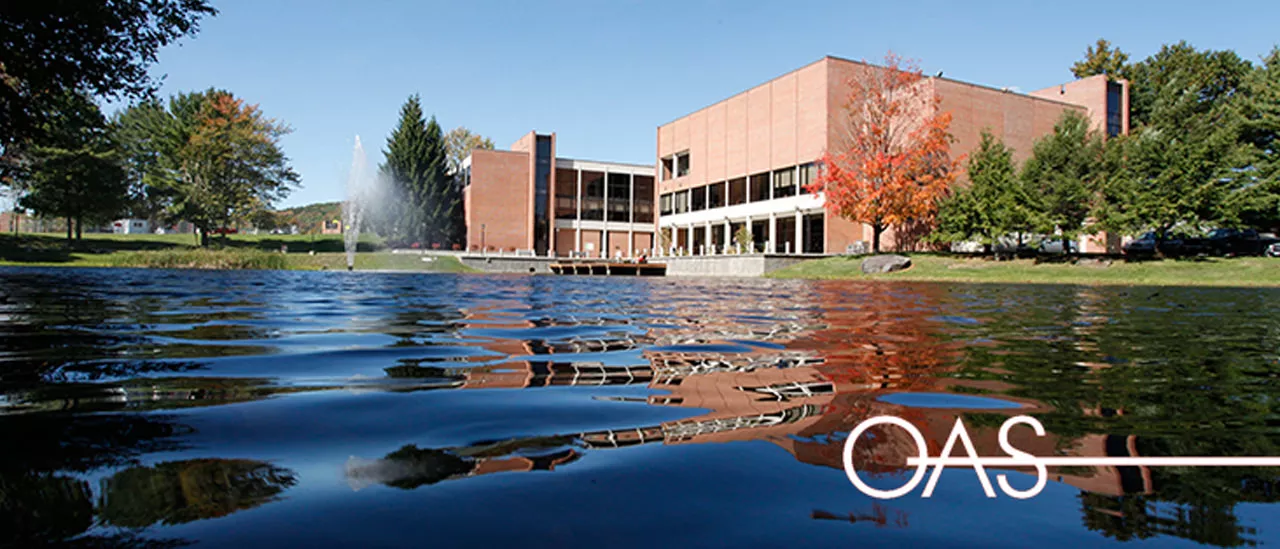 Pond and fountain next to the Hunt Union building