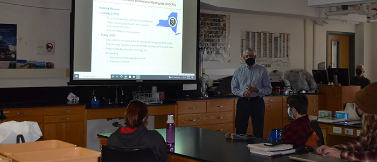 Gene Florentino (Class of '83) lecturing on Professional Geologist Licensure in New York