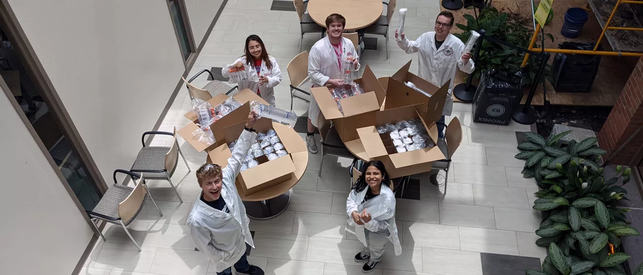 Aerial view of iGEM team with Corning donation
