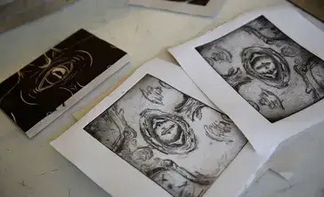 Artwork sits out for review during an art history seminar