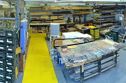 The scene shop in the theatre department.