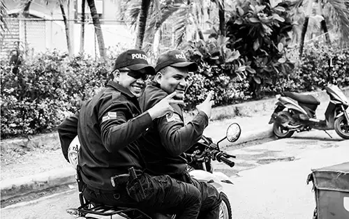 photo of two officers on a motor bike