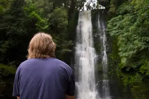 Daniel Schlagel looking at waterfalls in New Zealand
