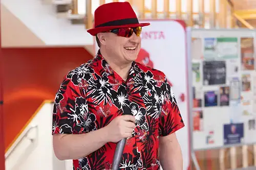 Jason speaking at Reds Pep Rally