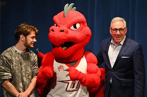Red and Sal talk with students in studio B
