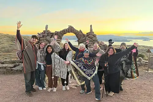 Peru FL Trip Group photo during sunset