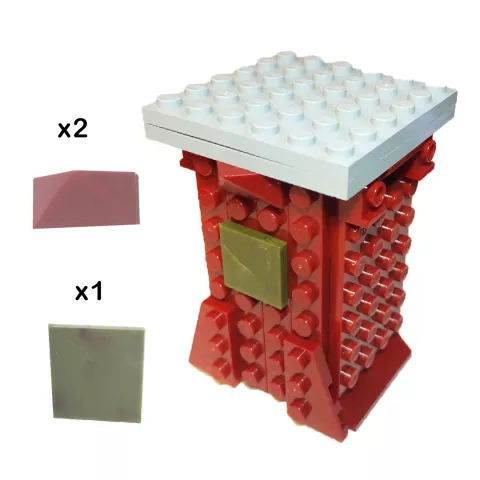 Add the triangle 1x2 part to the front and back of the pillar so it aligns to the top