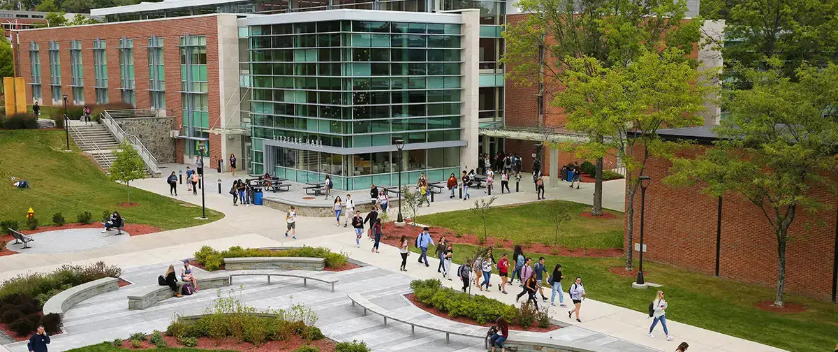 Fitzelle and Students in the Quad