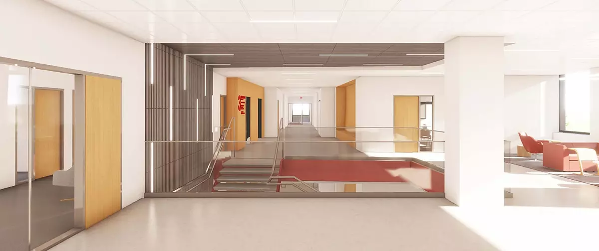 Netzer renovation rendering showing the 3rd floor suites