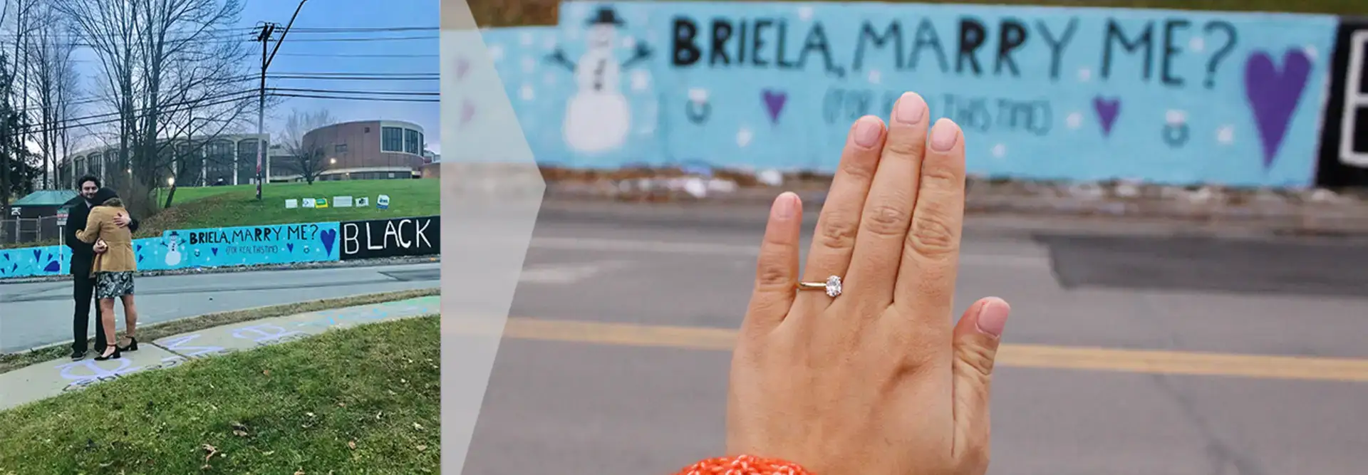 Alumnus Uses Oneonta Wall to Pop the Question