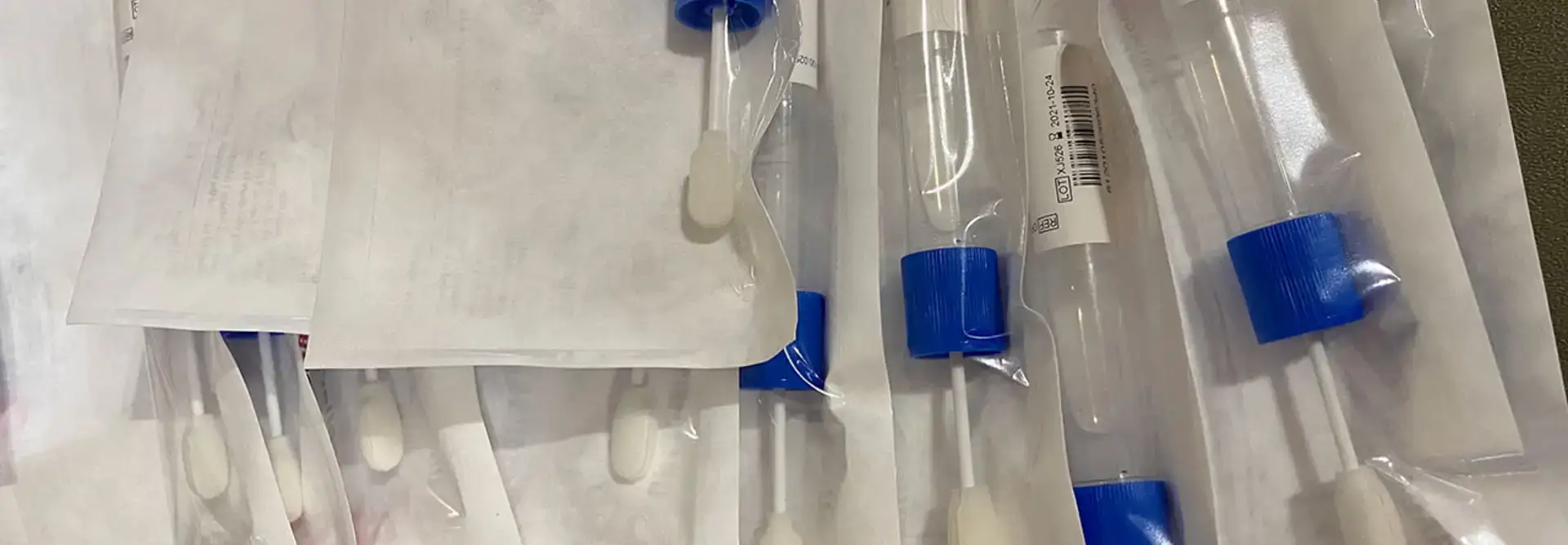 saliva pool test kits at the testing center