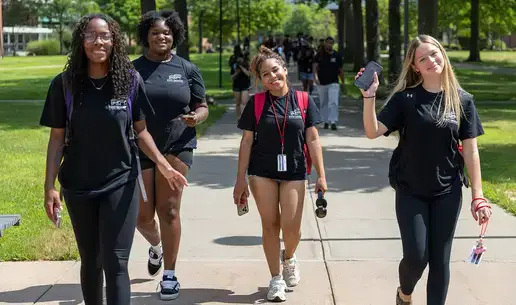 Summer Academy Students walk to their next session
