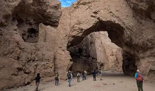 Students studying plate boundaries in the field