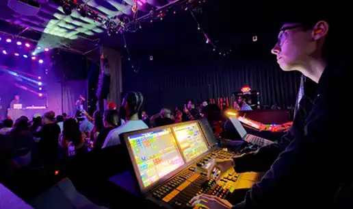 intern doing sound at a concert