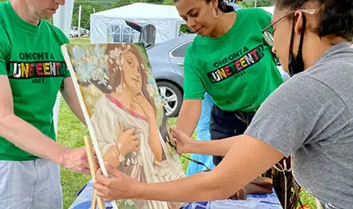 Setting up for Juneteenth celebration