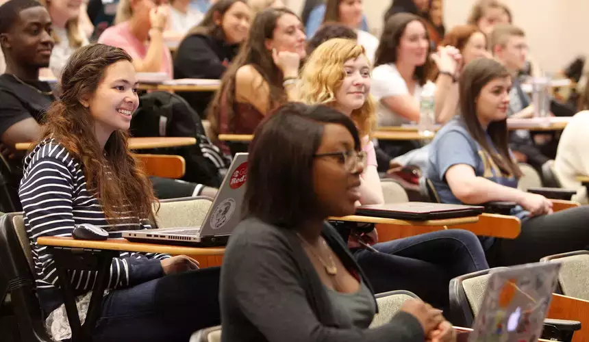 Communication Studies majors participate during a lecture.