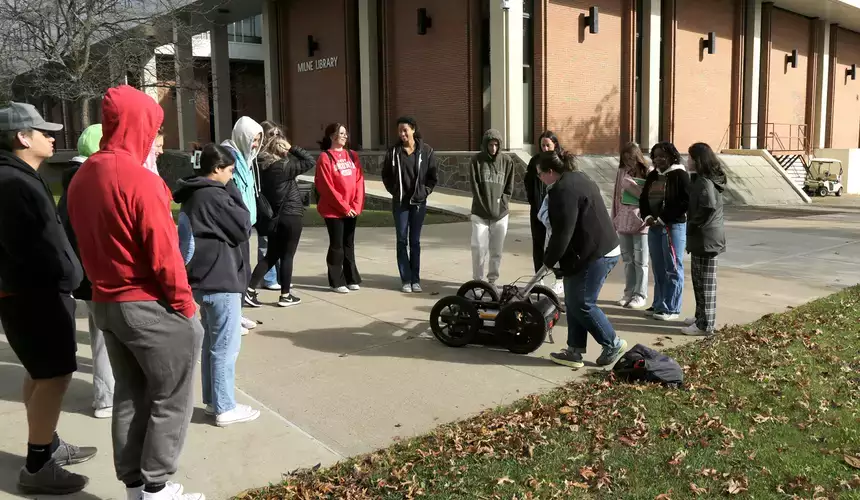 Ground Penetrating Radar being demonstrated on campus.