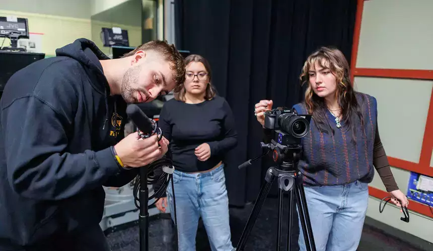 Students learn Video Production with Professor Nathaniel Bouman