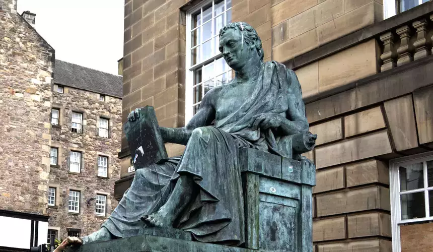 Statue of David Hume a philosopher located in Edinburgh, Scotland.