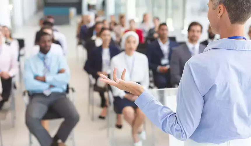Individual leading a business seminar