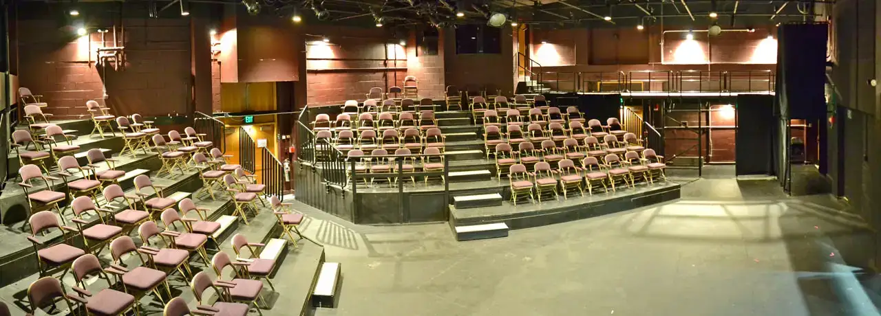 Hamblin Theater in a "V" seating configuration, one of many possible configurations.