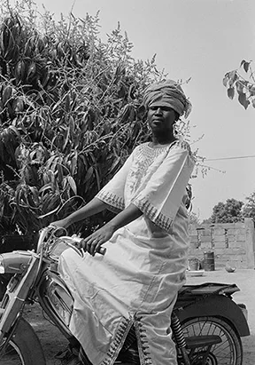 "Koritimi on Motorbike, 1973" Beryl Goldberg photograph