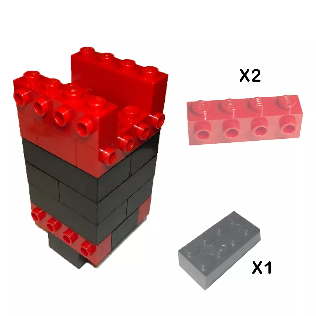 Add two more Block 1 x 4 with 4 Studs on side top the top, and add one more 2 x 4 brick to the bottom.