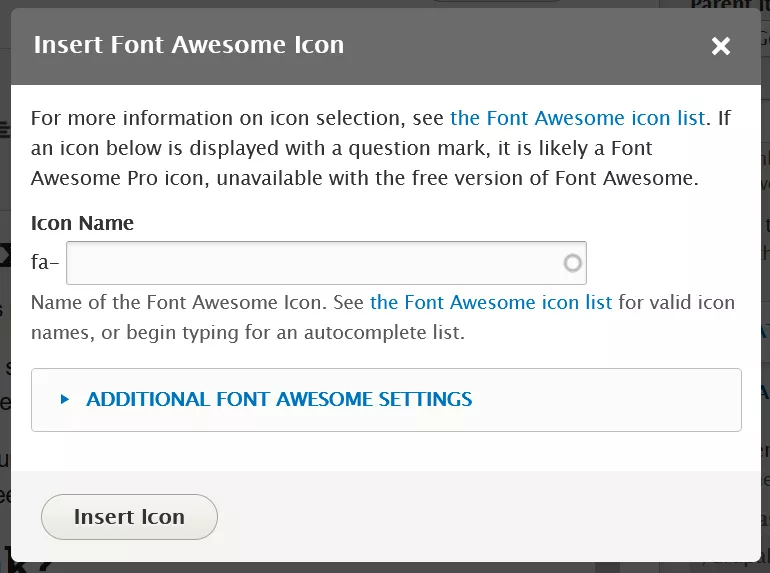 Font Awesome tool window