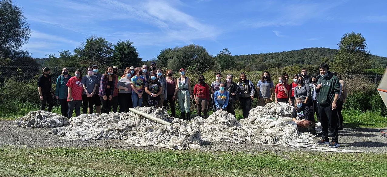 Geology, Meteorology, Environmental, and Biology Clubs join forces to cleanup Calhoun Creek in Morris NY