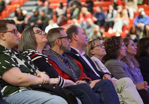 Faculty listen as George Takei Delivers Mills Distinguished Lecture