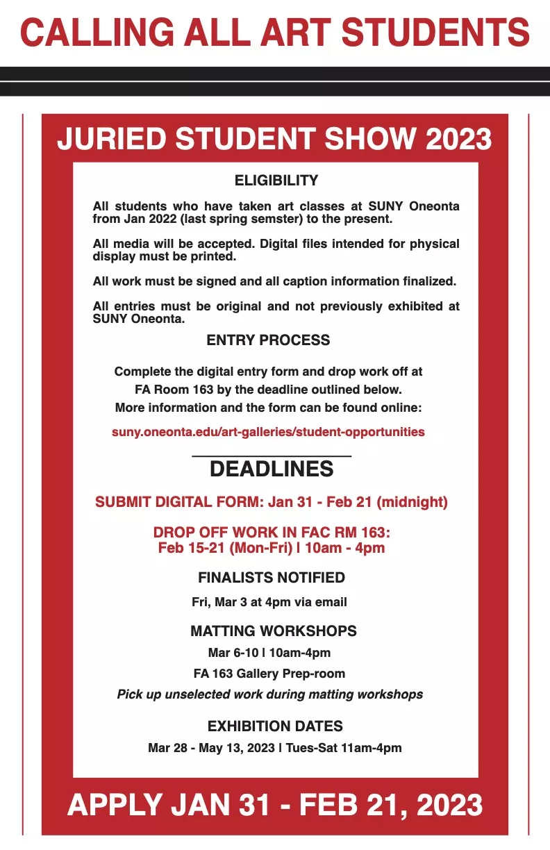 Juried Student Show | Art Galleries | SUNY Oneonta Juried Student Show | Art Galleries | SUNY Oneonta