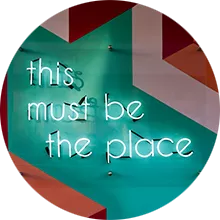 neon sign "this must be the place"