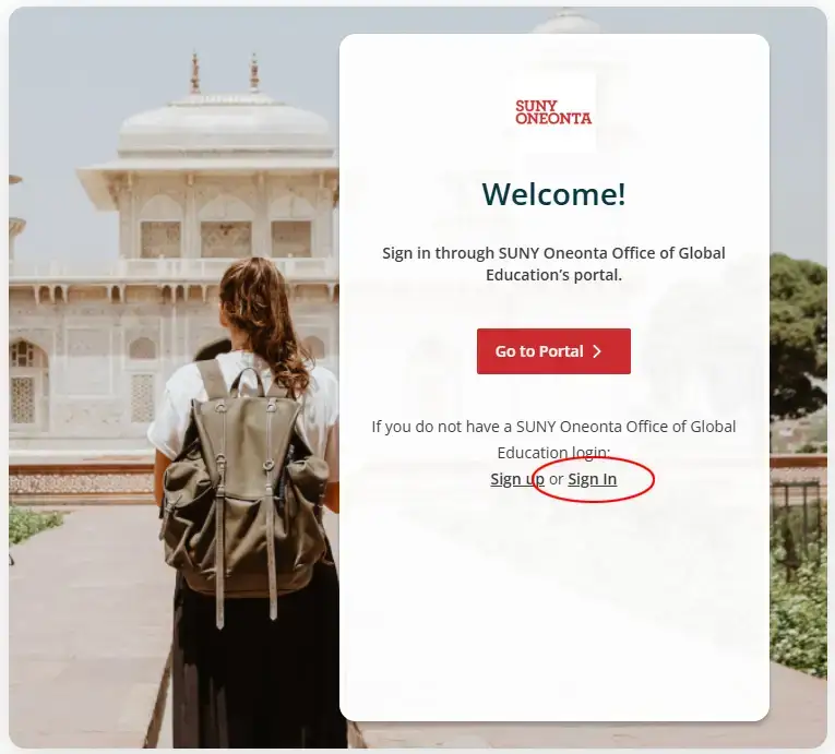 Screenshot of the welcome modal with Sign In highlighted