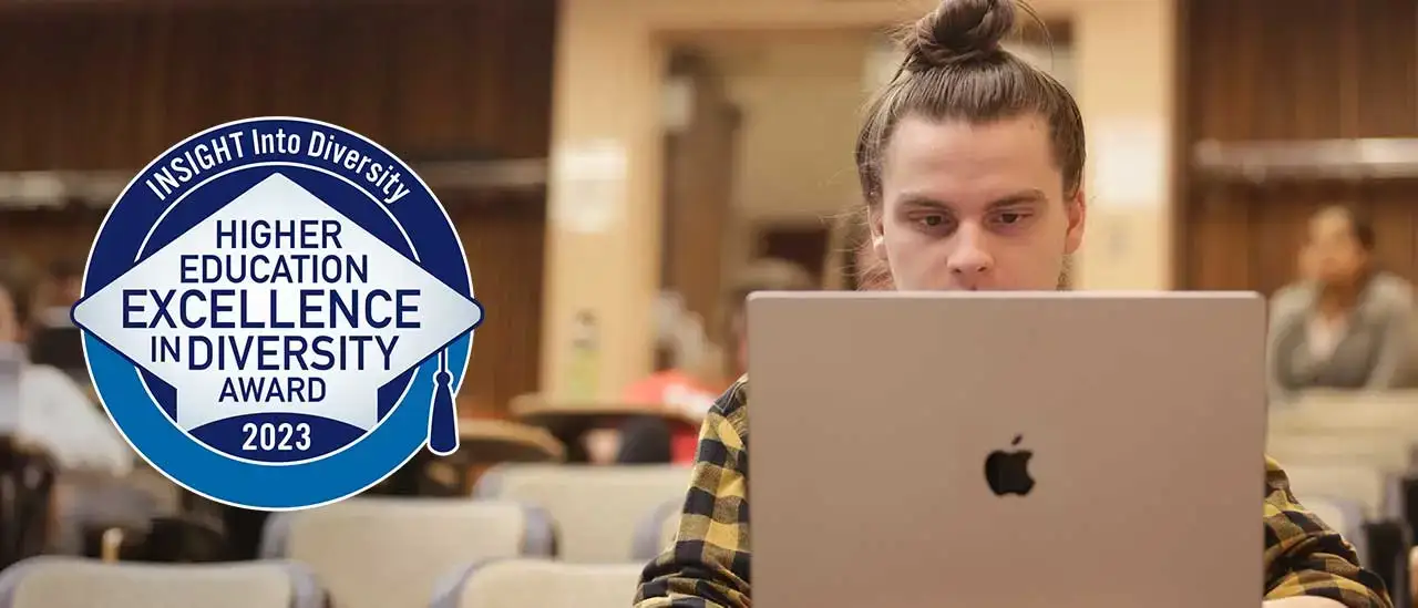 Student in IRC lecture hall 