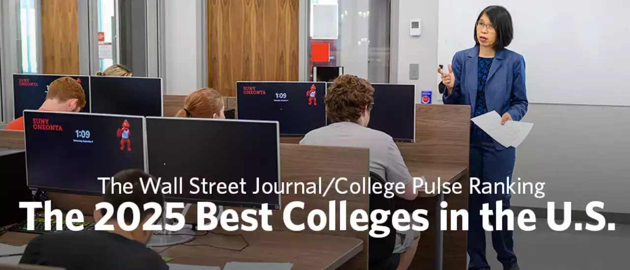 SUNY Oneonta is ranked No. 187 on the Wall Street Journal/College Pulse 2025 list of the Best Colleges in the U.S. 