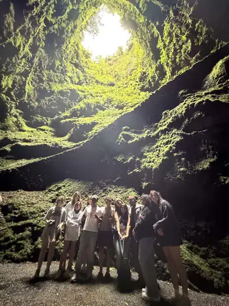 Students inside Volcano in Portugal