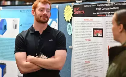 Dietetics student presenting during the Research Creativity Showcase.