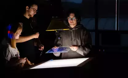 Artist-in-residence Natan Diacon-Furtado working in the studio.
