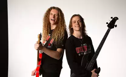 Bryce and Reece Maopolski, whose heavy metal band, “Brotality,” went viral with a video of them performing in IRC