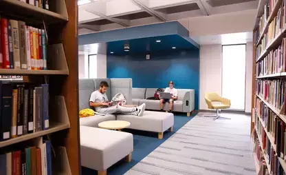 Students study quietly in the Milne Library