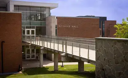 View of the bridge outside Fitzelle Hall
