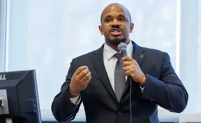 An impassioned individual speaks about social justice