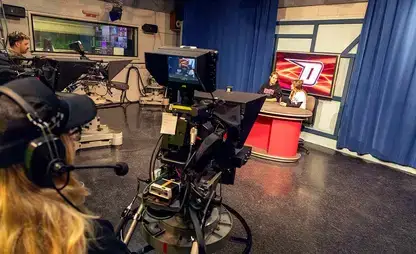 Students practice studio production and live reporting