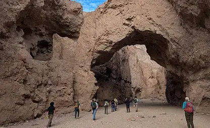 Students studying plate boundaries in the field