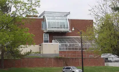 Exterior view of the Skylab climate observation room sitting atop the science building.