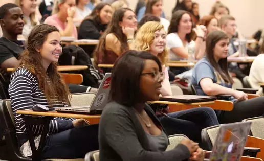 Communication Studies majors participate during a lecture.
